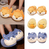 Maxbell Novelty Women Plush Slippers Indoor Anti Slip Household Home Birthday Gift Lion Orange