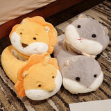 Maxbell Novelty Women Plush Slippers Indoor Anti Slip Household Home Birthday Gift Lion Orange