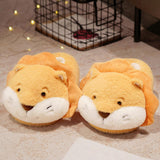 Maxbell Novelty Women Plush Slippers Indoor Anti Slip Household Home Birthday Gift Lion Orange