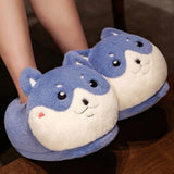 Maxbell Novelty Women Plush Slippers Indoor Anti Slip Household Home Birthday Gift Dog Blue