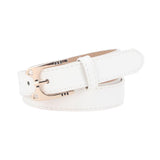 Maxbell Women's Leather Belts Adjustable Waist Band Metal Prong Buckle Versatile White
