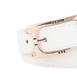 Maxbell Women's Leather Belts Adjustable Waist Band Metal Prong Buckle Versatile White
