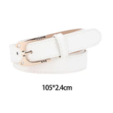 Maxbell Women's Leather Belts Adjustable Waist Band Metal Prong Buckle Versatile White