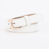 Maxbell Women's Leather Belts Adjustable Waist Band Metal Prong Buckle Versatile White