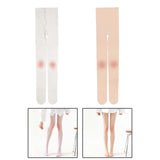 Maxbell Women Thin Tights Pantyhose Sweet Bottoming Lolita Blush Stockings for Club white