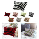 Maxbell Crochet Hat Knitted Cap Slouchy Photo Props Female Striped Warm Headgear Black and White