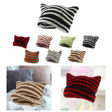 Maxbell Crochet Hat Knitted Cap Slouchy Photo Props Female Striped Warm Headgear Black and White