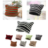 Maxbell Crochet Hat Knitted Cap Slouchy Photo Props Female Striped Warm Headgear Black and White