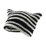 Maxbell Crochet Hat Knitted Cap Slouchy Photo Props Female Striped Warm Headgear Black and White