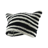 Maxbell Crochet Hat Knitted Cap Slouchy Photo Props Female Striped Warm Headgear Black and White