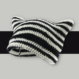 Maxbell Crochet Hat Knitted Cap Slouchy Photo Props Female Striped Warm Headgear Black and White