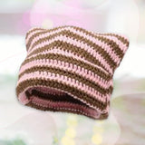 Maxbell Crochet Hat Knitted Cap Slouchy Photo Props Female Striped Warm Headgear Pink and Coffee