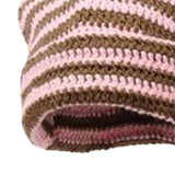 Maxbell Crochet Hat Knitted Cap Slouchy Photo Props Female Striped Warm Headgear Pink and Coffee