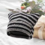 Maxbell Crochet Hat Knitted Cap Slouchy Photo Props Female Striped Warm Headgear Black and Grey