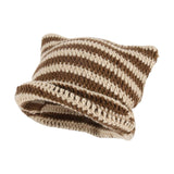 Maxbell Crochet Hat Knitted Cap Slouchy Photo Props Female Striped Warm Headgear Coffee and Beige