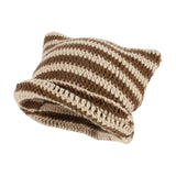 Maxbell Crochet Hat Knitted Cap Slouchy Photo Props Female Striped Warm Headgear Coffee and Beige