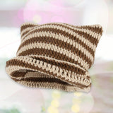 Maxbell Crochet Hat Knitted Cap Slouchy Photo Props Female Striped Warm Headgear Coffee and Beige