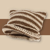 Maxbell Crochet Hat Knitted Cap Slouchy Photo Props Female Striped Warm Headgear Coffee and Beige