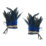 Maxbell Gothic Plush Wrist Cuffs Bracelets Steampunk 1 Pair for Brazil Rave Women blue