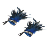 Maxbell Gothic Plush Wrist Cuffs Bracelets Steampunk 1 Pair for Brazil Rave Women blue