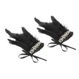 Maxbell Gothic Plush Wrist Cuffs Bracelets Steampunk 1 Pair for Brazil Rave Women black