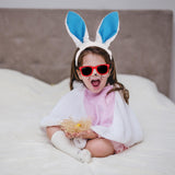 Maxbell Plush Bunny Ears Headband Rabbit Hairbands for Halloween for Kids and Adults Blue