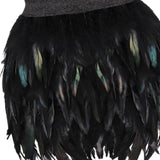 Maxbell Women Feather Mini Skirt Stretch Mid Waist for Cocktail Halloween Party 38cmx50cm Black