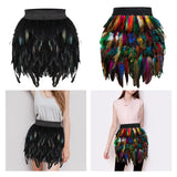 Maxbell Women Feather Mini Skirt Stretch Mid Waist for Cocktail Halloween Party 38cmx50cm Black