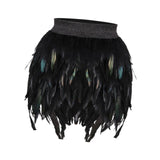 Maxbell Women Feather Mini Skirt Stretch Mid Waist for Cocktail Halloween Party 38cmx50cm Black
