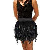 Maxbell Women Feather Mini Skirt Stretch Mid Waist for Cocktail Halloween Party 38cmx50cm Black