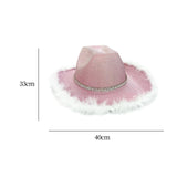 Maxbell Cowboy Hat Glitter Sun Hat Bling Wide Brim for Fancy Dress Rave Halloween Pink