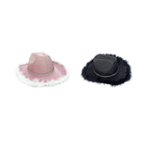 Maxbell Cowboy Hat Glitter Sun Hat Bling Wide Brim for Fancy Dress Rave Halloween Pink