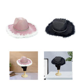 Maxbell Cowboy Hat Glitter Sun Hat Bling Wide Brim for Fancy Dress Rave Halloween Pink