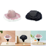 Maxbell Cowboy Hat Glitter Sun Hat Bling Wide Brim for Fancy Dress Rave Halloween Pink