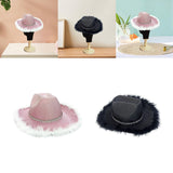 Maxbell Cowboy Hat Glitter Sun Hat Bling Wide Brim for Fancy Dress Rave Halloween Pink