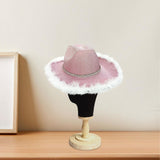 Maxbell Cowboy Hat Glitter Sun Hat Bling Wide Brim for Fancy Dress Rave Halloween Pink