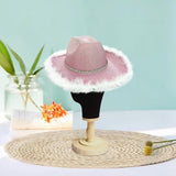 Maxbell Cowboy Hat Glitter Sun Hat Bling Wide Brim for Fancy Dress Rave Halloween Pink