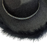 Maxbell Cowboy Hat Glitter Sun Hat Bling Wide Brim for Fancy Dress Rave Halloween Black