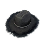 Maxbell Cowboy Hat Glitter Sun Hat Bling Wide Brim for Fancy Dress Rave Halloween Black