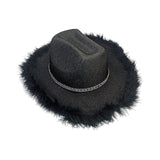 Maxbell Cowboy Hat Glitter Sun Hat Bling Wide Brim for Fancy Dress Rave Halloween Black