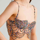 Maxbell Rhinestone Bra Body Chain Bikini Jewelry for Beach Belly Dance Festival