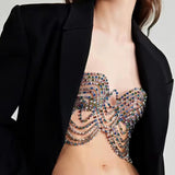 Maxbell Rhinestone Bra Body Chain Bikini Jewelry for Beach Belly Dance Festival