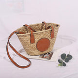 Maxbell Lady Women Straw Woven Shoulder Bag Bohemian Handmade Casual Vacation Travel