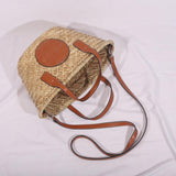 Maxbell Lady Women Straw Woven Shoulder Bag Bohemian Handmade Casual Vacation Travel