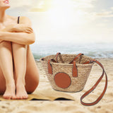Maxbell Lady Women Straw Woven Shoulder Bag Bohemian Handmade Casual Vacation Travel