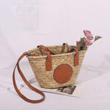 Maxbell Lady Women Straw Woven Shoulder Bag Bohemian Handmade Casual Vacation Travel