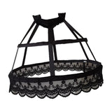 Maxbell Women 2 Hoops Pannier Petticoat Skirt Birdcage Ruffles for Wedding Cosplay black