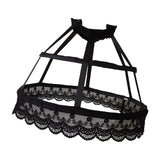 Maxbell Women 2 Hoops Pannier Petticoat Skirt Birdcage Ruffles for Wedding Cosplay black
