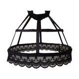 Maxbell Women 2 Hoops Pannier Petticoat Skirt Birdcage Ruffles for Wedding Cosplay black