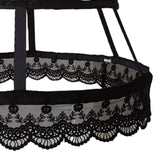 Maxbell Women 2 Hoops Pannier Petticoat Skirt Birdcage Ruffles for Wedding Cosplay black